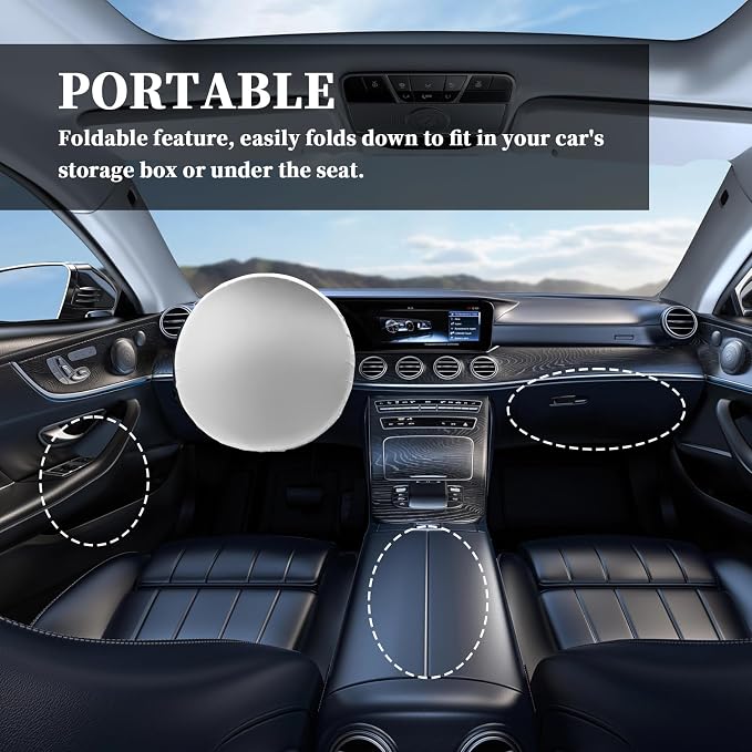 Steering Wheel Cover Sun Shade for Car,210T Titanium Silver Car Wheel Cover for Blocking Sunlight & Protecting Steering Wheels,Plus Size Steeringwheel Covers for 16.54" Diameter (Titanium Silver)