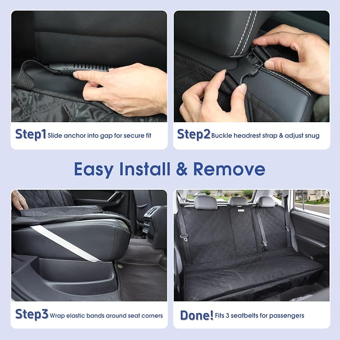 ALLANSING Upgraded 900D Heavy Duty Dog Back Bench Seat Cover for Full‑Size Trucks, Car Seat Protector, Seatbelt & Armrest Compatible, Waterproof & Non‑Slip for Dogs & Kids