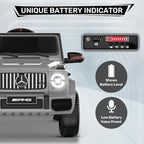 Licensed Mercedes-Benz G63 Car for Kids, 12V 7AH Ride on Car w/Parent Remote Control, LED Headlights, Music Player & Horn, Soft Start, Low Battery Prompt, Kids Electric Car, Grey