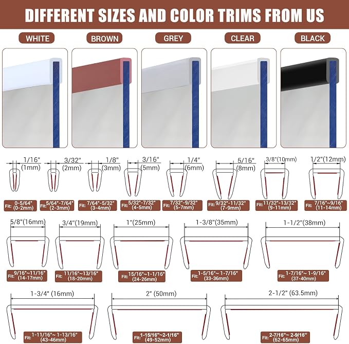 Rubber Edge Trim, Flexible Edge Trim for Sharp Edge, 1/4" U Channel Edge Protector, Self-Adhesive Edge Guards for Plywood, Glass, Flexi-Glass and Sheet Metal Parts, 20Ft, Brown Color
