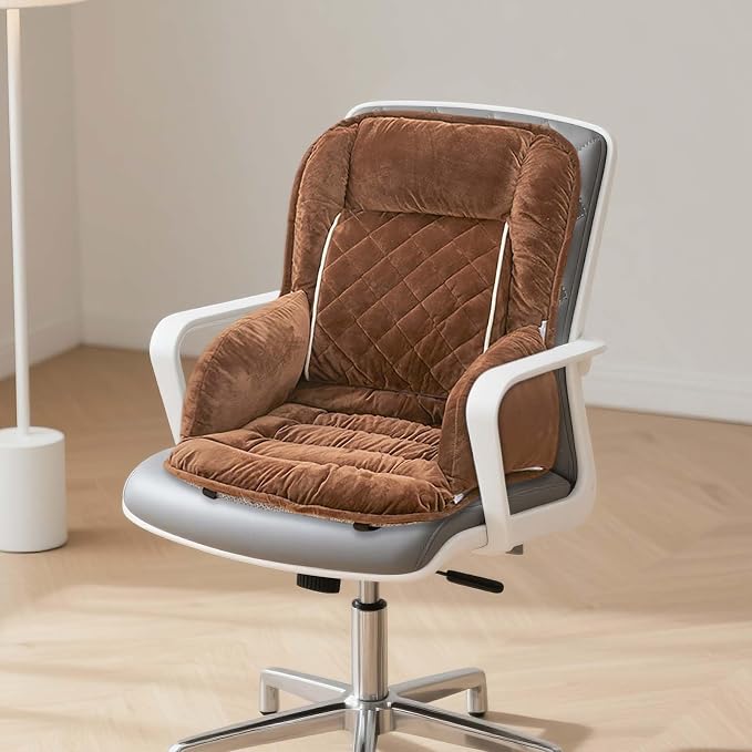 Office Heated Seat Cushion for Desk Chair,Upgraded Lumbar Support Seat for Cushions for Dorm Desk Chair with Back, USB Interface, 3-Speed Temperature Control (Brown)