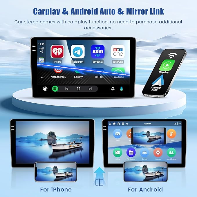[4G+128G] Android 15 Car Radio for Kia Sportage 2010-2016 Car Stereo with Wireless Carplay/Android Auto, 9 Inch HD Touchscreen with GPS Bluetooth WiFi FM/RDS EQ SWC Backup Camera MIC