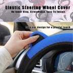 Steering Wheel Cover with Ears Keychain Fit 14-15 inch Black Blue | Cute Car Steering Wheel Covers for Women Girls Elastic Breathable Steering Wheel Protector Accessories Universal Size