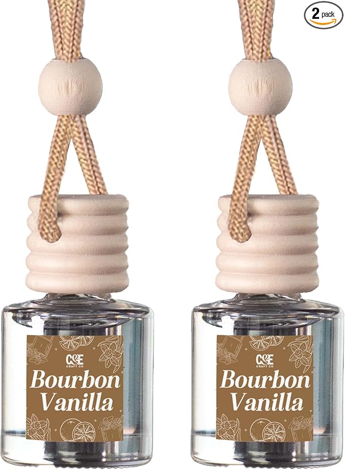 CANDECraftCo Car Air Hanging Fragrance Oil, Car Auto Freshener for Essential Oils, Scents Fragrance Aromatherapy Automobile Diffuser, Long Lasting (Bourbon Vanilla)
