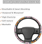 Sports Style Car Steering Wheel Cover Colorful Bohemian Flower Pattern Auto Wheel Cover for SUV Van Car Truck Vehicle Wheel Protector Steering Wheels Accessories