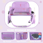 Kids Travel Tray for Car Seat, Road Trip Essentials Kids Lap Tray | Toddler Gift for Girl Activities with Dry Erase Board, No-Drop iPad Holder Stand, Cup Holder & Adjustable Strap, Purple