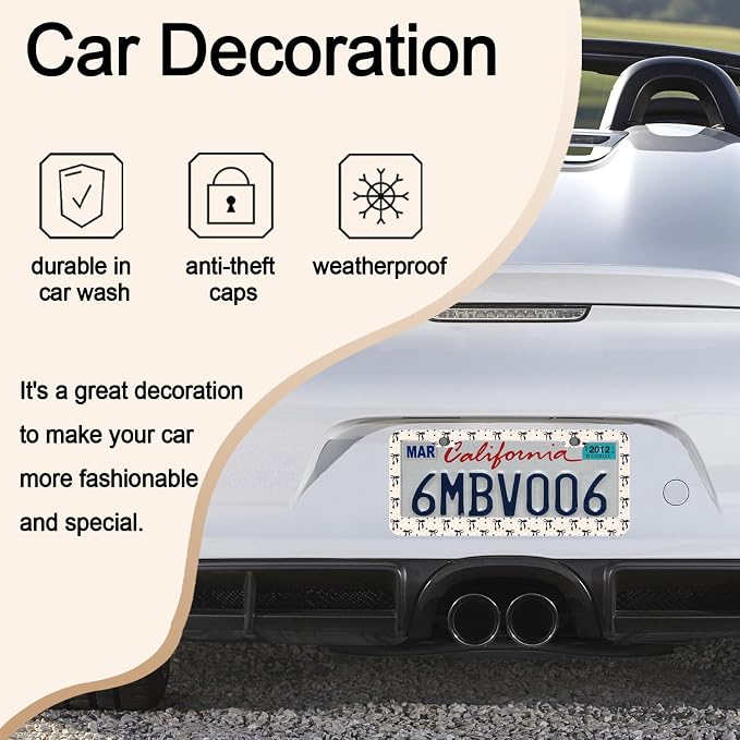 Black Bow License Plate Frames，Bow Car Accessories for Women and Men ，Cute License Plate，Aluminum License Plate Frame Fits Standard US Vehicles Size 12.2 x 6 Inch (Black-Bow)
