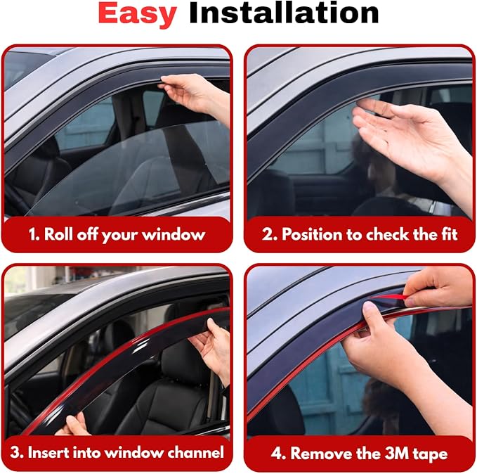 KPY Rain Guards Fit for 1992-2006 Ford E150 E250 E350 E450 E550 Super Duty, in-Channel Window Visors Vent Wind Deflectors 2PC, Truck Accessories for 1992-2006 Ford Econoline Vans
