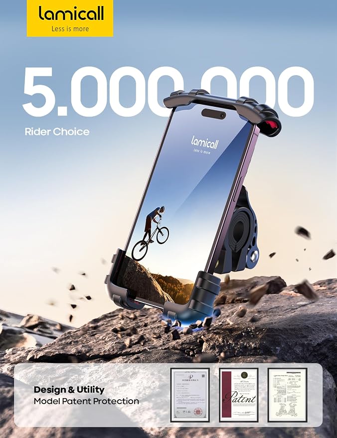 Bike Phone Holder, Motorcycle Phone Mount - Motorcycle Handlebar Cell Phone Clamp, Scooter Phone Clip for iPhone 14 Plus/Pro Max, 13 Pro Max, S9, S10 and More 4.7" - 6.8" Smartphones, Red