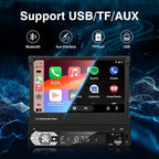 Single-Din-Touchscreen-Radio,Carplay&Android Auto,Car Stereo Backup Camera | Bluetooth/FM/RDS Radio/Type-C/USB/SD/MP4/MP5 Player