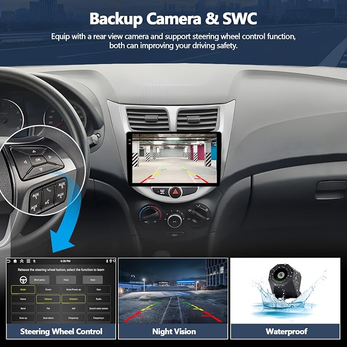 4G+128G Car Stereo for 2012 2013 2014 2015 2016 2017 Hyundai Accent Radio Android 15 CarPlay Android Auto GPS Bluetooth 9 Inch in-Cell 1280 * 720 Touch Screen Head Unit with Backup Camera