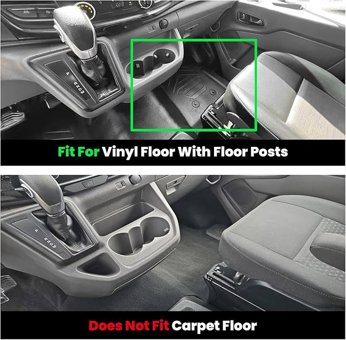 Floor Mats for Ford Transit 2022-2026 Vinyl Floor w/Posts Only, Transit 150/250/350/350HD All Weather TPE Protector, Full Coverage Floor Liners for Transit-150 250 350 350HD Accessories