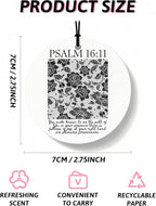 Black Christian Round Car Air Freshener 4 Pcs, Girly Black Bow Floral Religious Hanging Air Freshener for Cars Closet Drawer Books, Cute Preppy Christian Car Accessories Mirror Decor for Women