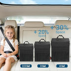 Car Trash Can with Lid, Leakproof Car Trash Bag Hanging Waterproof Automotive Garbage Can with Storage Pockets Mini Vehicle Trash Bin for Back/Front Seat(Black,4 Gallon)