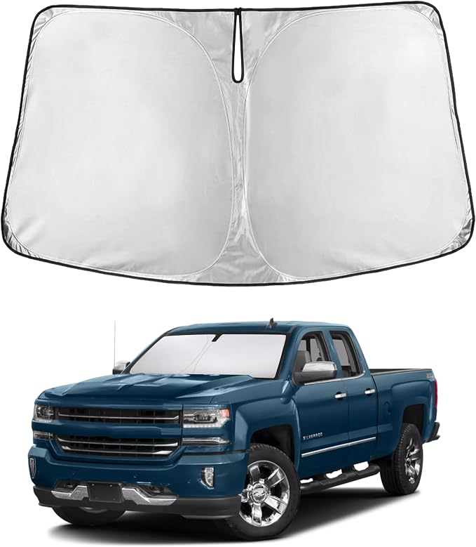 Windshield Sunshade Compatible for Chevrolet Silverado/GMC Sierra 1500 2000 3500 2014-2019, Sun Visor for Front Windshield & Window Sun Shade Cover, UV Heat Blocker & Protector,Car Accessories