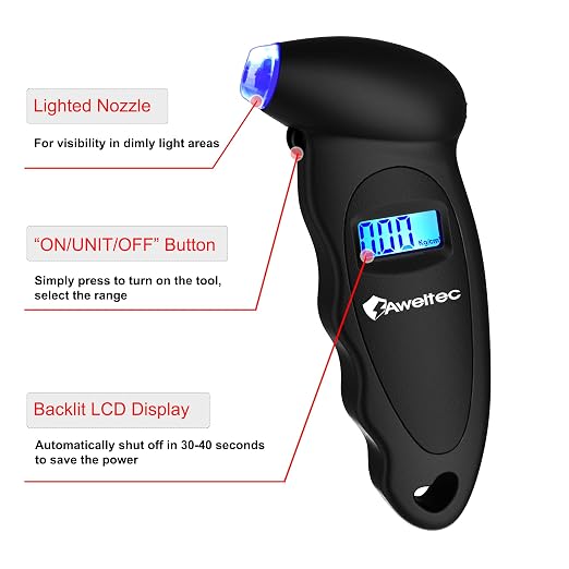 Digital Tire Pressure Gauge,Accurate Cars Air Gauge 150 PSI,Black | 0-150PSI Calibrated,Accurate in 0.1 Increments,4 Measurement Units,Backlight LCD&Nozzle Light,for Everyday Vehicles