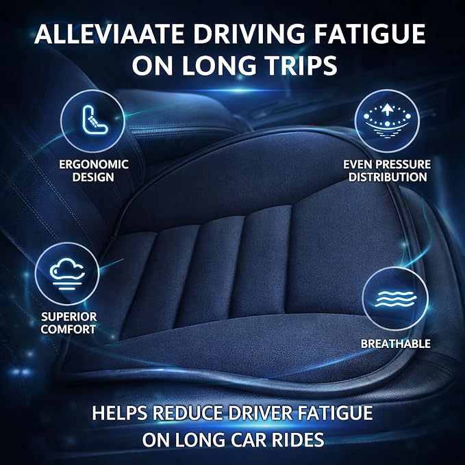 Car Seat Cushion Pad for Driving, Chair Cushion for Office/Truck with Memory Foam, Seat Cushion Comfortable and Durable Black | Memory Foam, For Driving, For Office/Truck, Comfortable and Durable