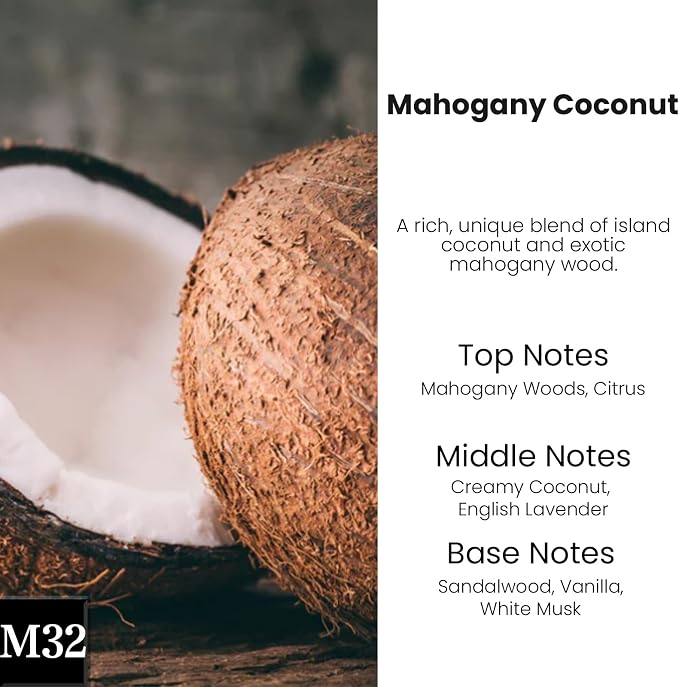 Car Air Freshener Diffuser 2 Pack Hanging Mahogany Coconut Car Air Freshener for Women 45+ Days Long Lasting Fragrance Made in USA (M32)