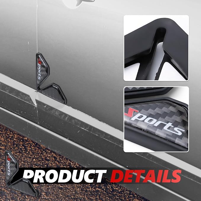 2PCS Car Door Corner Guards, Carbon Fiber Auto Front Door Edge Guards, Anti-Collision Car Door Corner Protector Sticker, Universal Car Accessories Decoration (Black Sport)