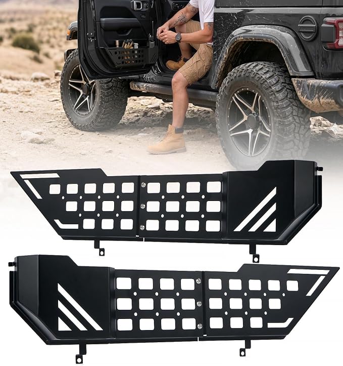 Metal Front Door Pocket Storage Compatible with Jeep Wrangler JL JLU 4XE 2018-2026 Gladiator JT 2020-2026, Side Doors Insert Panels Replaced Pockets Organizer Accessories - 2PCS