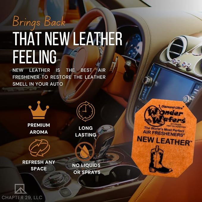 Wonder Wafers 75 Count Air Fresheners Individually Wrapped, New Leather Fragrance