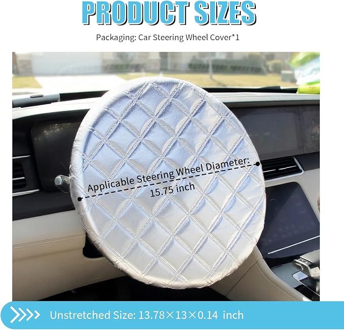 Car Steering Wheel Cover for Sun Shade,Foldable Car Wheel Cover for Heat Insulation & Sun Protection,Universal Steering Wheels Covers Cars Accessories Fit for 15.75" Wheels