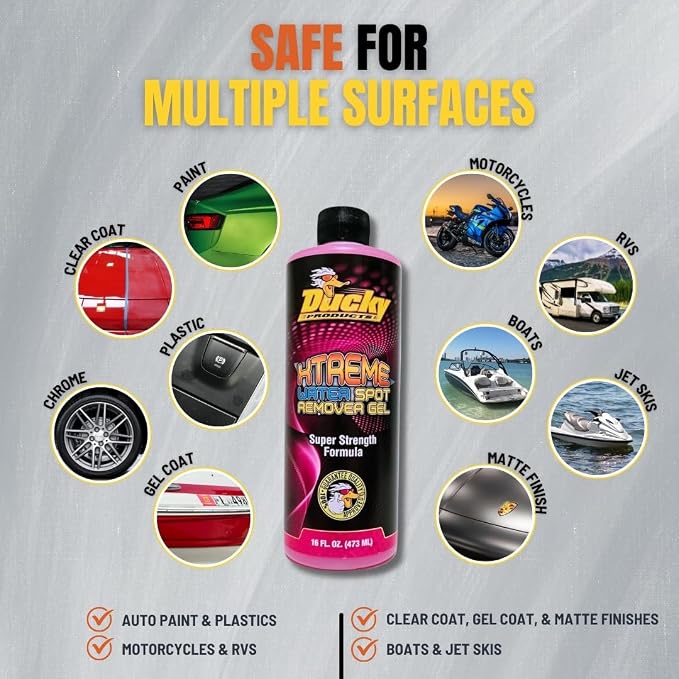 Xtreme Water Spot Remover Gel - Instantly Removes Hard Water Spots and Stains - Works on Cars, Trucks, Boats, RVs, Motorcycles, and More - 16 fl oz. - D1035 Pink