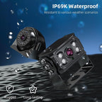 HD 1080p Backup Camera System Kit, 7-inch Reversing Monitor with Quad Split Recording IP69 Waterproof, Rear View Side View Cameras, Backup Camera for RV Truck/Trailer/Tractor/Box/Camper Y0202