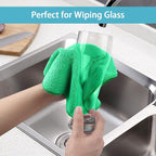Green Microfiber Cleaning Cloth, 8 Pack Cleaning Towels for Kitchen, Lint Free, Scratch-Free, Highly Absorbent, and Reusable Cleaning Rags for House, Window and Glass, Cars, 11.5 X11.5 inch