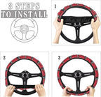 Car Steering Wheel Covers Sweat Absorption Comfort Grip for Men | Skull Bat Red Print, Halloween Decor, Car SUV Sedans Interior Accessories, Steering Wheel Protection Sweat Absorption