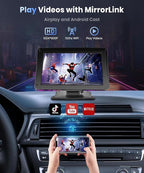 Portable Car Stereo Wireless Carplay Android Auto,7 Inch Touch Screen Car Radio with Bluetooth Hands-Free/Mirror Link/Maps Navigation/Voice Control/TF Card/AUX,for Cars, Trucks, SUVs