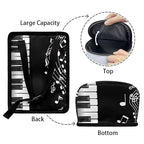 Music Note Piano Key Print Car Trash Can with Lid, Leak Proof Auto Trash Bag Hanging Vehicle Garbage Can Multipurpose Storage Container for Back Seat Road Trip