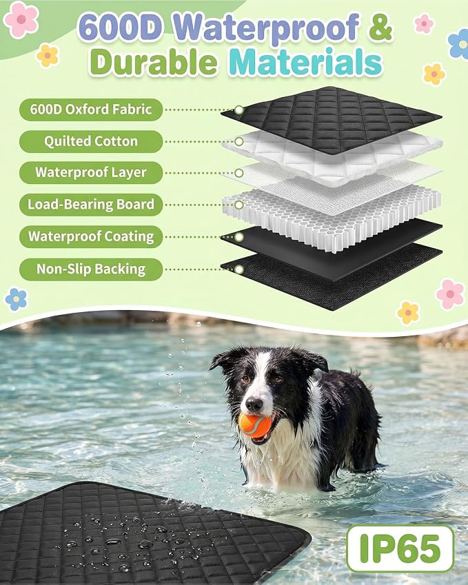 Back Seat Extender for Dogs, Dog Car Seat Cover with Detachable Hard Bottom Holds 440 LB, 600D Heavy Dog Seat Cover with Seatbelt, 100% Waterproof Backseat Extender for Sedan SUV Truck