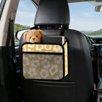 Car Backseat Organizer - Cute Aesthetic Car Storage Bin with Mesh Pocket & Reinforced Base - Universal Fit Hanging Seat Back Accessories for Women (Yellow)