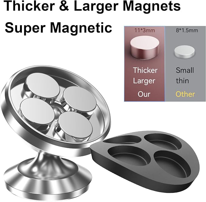 【2 Packs Magnetic Phone Holder for Car【Strong Magnet】 Phone Holders for Your Car Phone Holder Mount【4 Metal Plate】 Universal Car Accessories for Women Men for iPhone Samsung Speakerphones