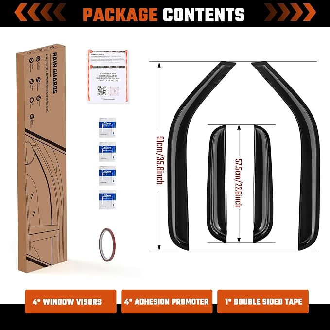 Rain Guards Fit for 1999-2006 Chevy Silverado/GMC Sierra 1500/2500/2500HD Extended Cab, Tape-On Extra Durable Side Window Sun Rain Guard 2006 Silverado/Sierra Visor Deflectors Black 4 PCS