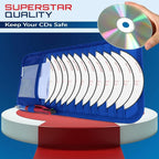 CD Case Holder for Car - Sun Visor Organizer for 12 CD’s/Dvd’s, 1 Mesh Pocket & 1 Horizontal Pen Holder - Safe, Ergonomic Design (Blue)
