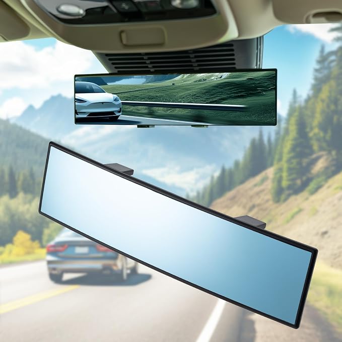 Car Rear View Mirrors，Universal 11.81'' Anti-glare Panoramic Rear Mirror | Cars Accessory, Convex Interior Mirror Reduces Blind Spot, for Cars,SUVs,Trucks, Various Kinds Vehicles