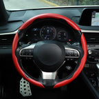 3pcs Carbon Fiber Anti-Skid Steering Wheel Cover, Waterproof & Segmented Butterfly Design, Universal 99% Vehicle Wheel Cover Protector, Car Interior Accessories (Red-3pcs)