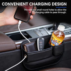 Car Seat Gap Filler Organizer, PU Leather Car Accessories Organizer, for Front Seat,Console Organizer for Phone, Keys and Small Items, It has a cup holder and a long storage slot. （Passenger side）