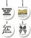 Black Christian Round Car Air Freshener 4 Pcs, Coquette Black Bow Religious Hanging Air Freshener for Cars Closet Drawer Books, Christian Girly Car Accessories Mirror Decor for Women