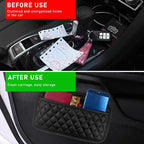 2PCS Car Side Pocket Organizer, Leather Auto Seat Storage Bag for Cell Phone Sunglasses, Waterproof Document Holder Tray Pouch for Vehicle Seat Gap Filler, Car Accessories (Large)
