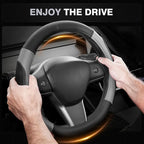 Car Steering Wheel Cover, Microfiber Leather Steering Wheel Covers with Anti-Slip Lining, Breathable Elastic Car Steering Wheel Protector, Universal Standard Size 14-15 inch