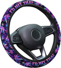 Purple Botanical Leaf Steering Wheel Cover, Polyester Car Wheel Grip, Universal 15 Inch for Cars SUVs Trucks