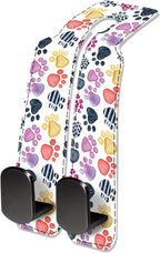 Car Seat Headrest Hook, Universal Leather Cute Hanger Holder Hook, Storage Organizer Interior Accessories for Purse Bags Handbag Cute Colorful Dog Paws
