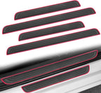 4PCS Car Door Sill Protector, Anti-Scratch & Waterproof Auto Door Edge Step Threshold Protection, Car SUV Automobile Universal Rubber Scratch Resistant Exterior Accessories (Black/Red)