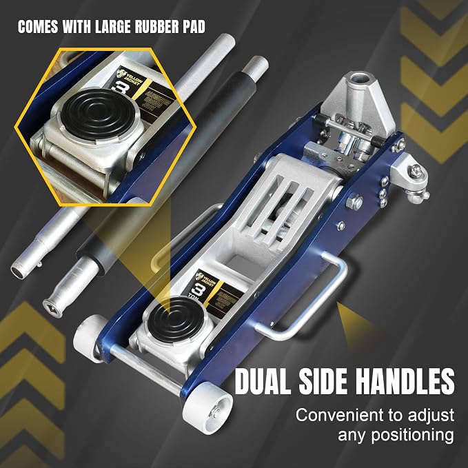 3 Ton Floor Jack Full Aluminum Ultra Lightweight Quick Rise Racing Floor Car Jack with Dual Pump Fast Lifting Low Profile Jack for Vehicle,6600 lbs Capacity