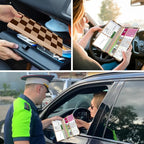 Car Registration and Insurance Holder, with Magnetic Closure for License, Cards and Documents, All Vehicle Needs and Car Accessories (Plaid-Brown)