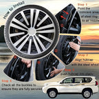 Hubcap Wheel Cover Replacement R14 Hub Caps Universal Wheel Rim Cover ABS Material Exterior Accessories Snap On Car Truck SUV -Set of 4 (14-Inch, Silver-Black)