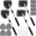 20 Pieces Windshield Cleaner Tool, Inside Car Windshield Cleaning Tool with 12 Microfiber Pads, 4 Spray Bottle, and Extendable Handles Car Window Cleaning Tool Kit, Gray